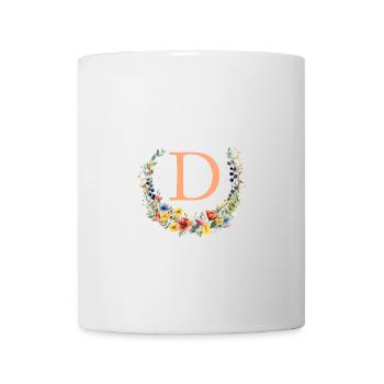 D Monogram Floral, Couronne florale, Personnalisable - Mug blanc - blanc - Devant