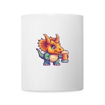 Dinosaurier triceratops Bier Pixel - Tasse - Weiß - Vorne