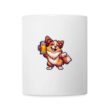 Border Collie Hund Bier Pixel - Tasse - Weiß - Vorne