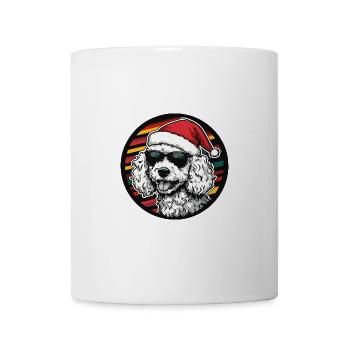 Caniche chien Noël cool - Mug blanc - blanc - Devant