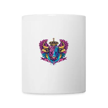 Bulle Wappen Porträt Tier Taurus Bunt - Tasse - Weiß - Vorne