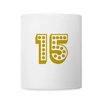 15. 15 ANS. 15e ANNIVERSAIRE. ANNIVERSAIRE 15 ANS. - Mug blanc - blanc - Devant