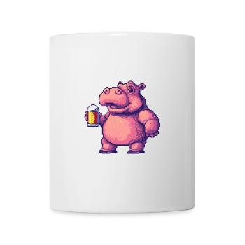Hippopotame bière pixel - Mug blanc - blanc - Devant