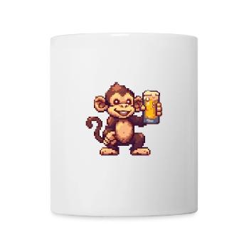 Affe Bier Pixel - Tasse - Weiß - Vorne
