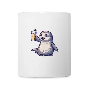 Robbe Tier Bier Pixel - Tasse - Weiß - Vorne