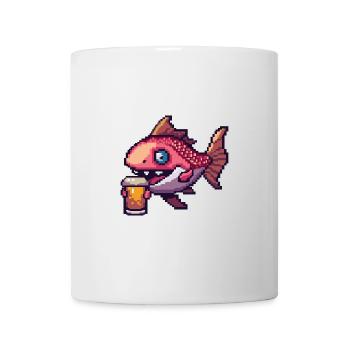 Piranha Poisson Bière Pixel - Mug blanc - blanc - Devant