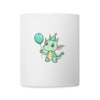 Drache Geburtstag Comic - Tasse - Weiß - Vorne