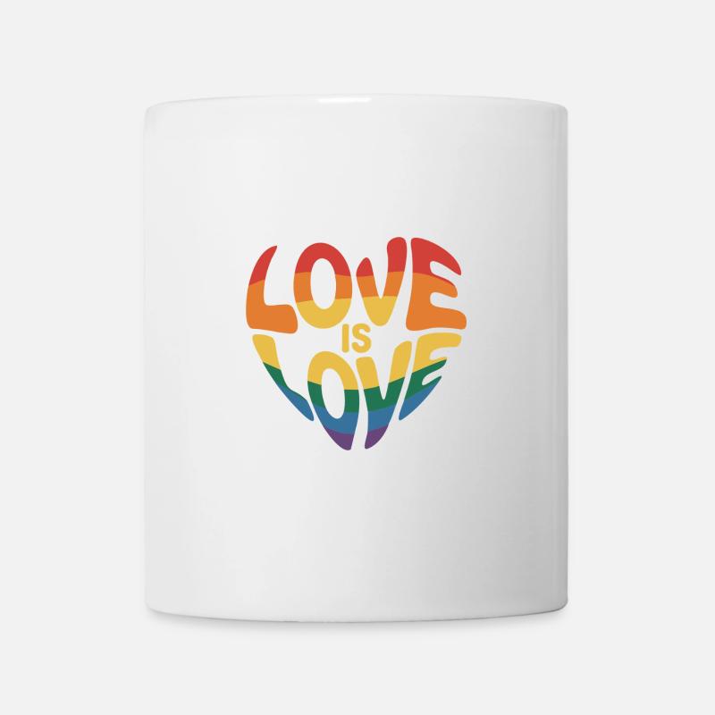 Love is Love Heart - Rainbow Pride Design - Mug blanc - blanc