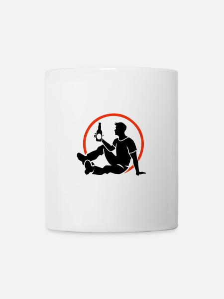 Bier Trinken Silhouette - Tasse - Weiß