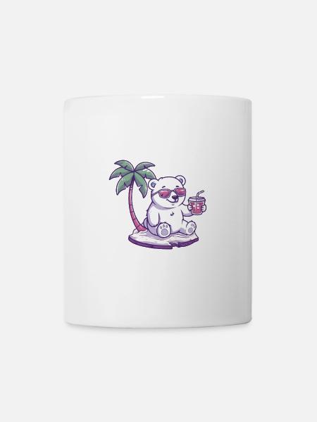 Eisbär Sommer Strand Comic - Tasse - Weiß