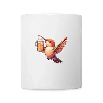 Kolibri Vogel Bier Pixel - Tasse - Weiß - Vorne