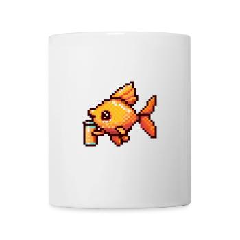 Poisson rouge bière pixel - Mug blanc - blanc - Devant