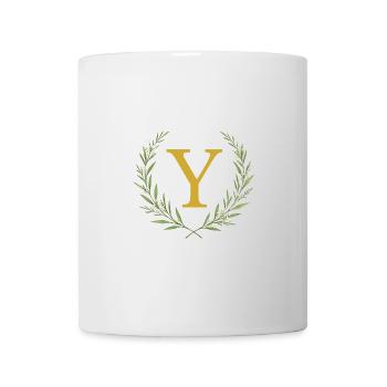 Monogramme Y, Couronne d’eucalyptus, Personnalisable - Mug blanc - blanc - Devant