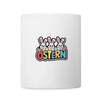 Frohe Ostern drei fröhliche Osterhasen - Tasse - Weiß - Vorne
