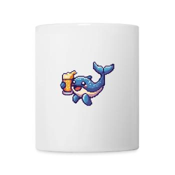 Baleine bière Pixel - Mug blanc - blanc - Devant