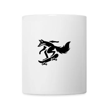 Minimalistischer Fuchs auf Skateboard Silhouette - Tasse - Weiß - Vorne