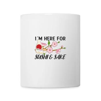 Amateur de cuisine japonaise, je suis ici pour les sushis et le saké - Mug blanc - blanc - Devant