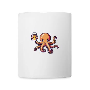 Oktopus Bier Pixel - Tasse - Weiß - Vorne