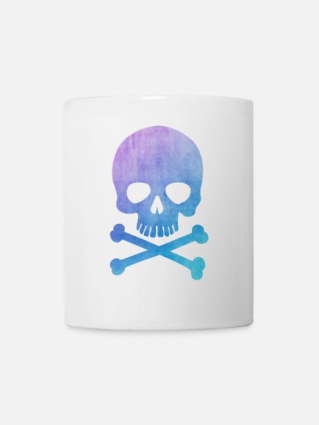 Trendy & Cool Water Color Hipster Skull / Art - Mug - white