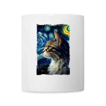 Chat de nuit étoilé Le chat de van gogh Parodie drôle - Mug blanc - blanc - Devant