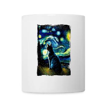 Chat de nuit étoilé Le chat de van gogh Parodie drôle - Mug blanc - blanc - Devant