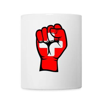 Schweiz Flagge Faust Hand Symbol - Tasse - Weiß - Vorne