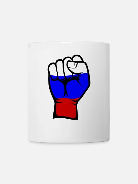Drapeau de la Russie Symbole de la main du poing - Mug blanc - blanc