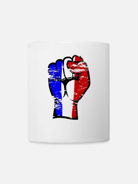 France Flag Fist Main Symbole utilisé - Mug blanc - blanc