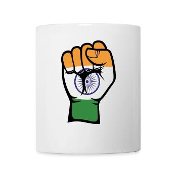 Indien Flagge Faust Hand Symbol - Tasse - Weiß - Vorne