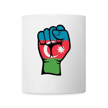 Aserbaidschan Flagge Faust Hand Symbol - Tasse - Weiß - Vorne