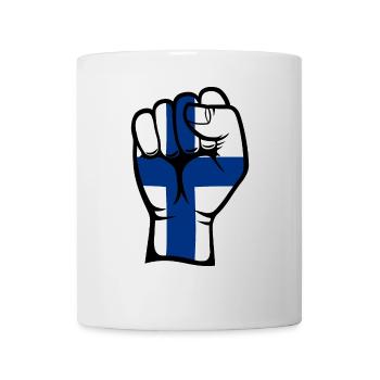 Finnland Flagge Faust Hand Symbol - Tasse - Weiß - Vorne