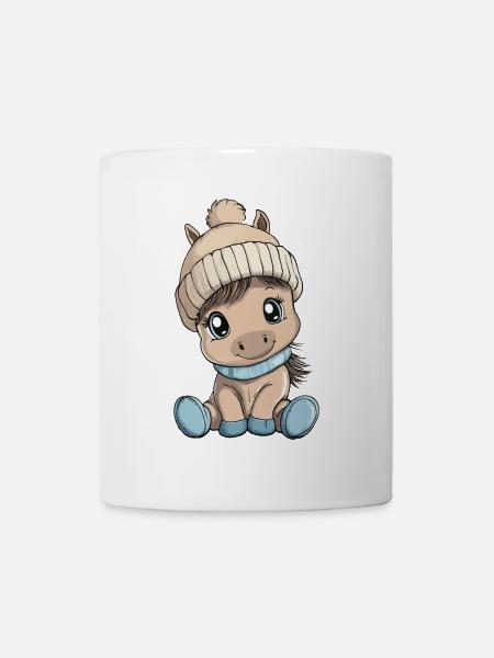 Pferd Süß Niedlich Baby Kinder Tier Cartoon - Tasse - Weiß