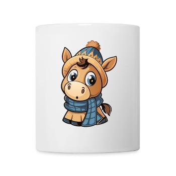 Cute pony with scarf and bobble hat. - Mug - white - Front