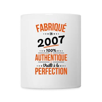 Anniversaire 18 ans - Fabriqué en 2007 - Mug blanc - blanc - Devant