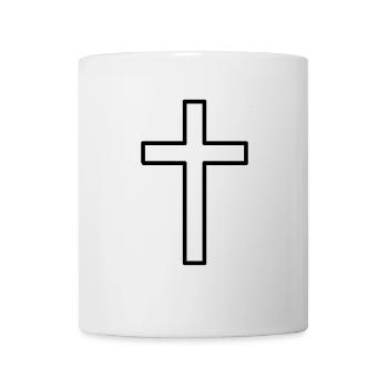 schlichtes schickes Kreuz - Tasse - Weiß - Vorne