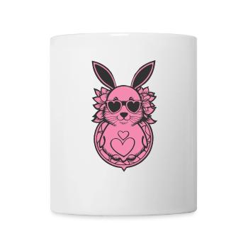 lapin rose violet avec coeur lapin de Pâques - Mug blanc - blanc - Devant