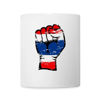 Icône de main de poing du drapeau de la Thaïlande utilisée - Mug blanc - blanc - Devant