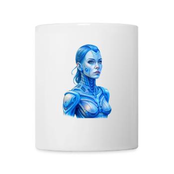 Robotermädchen in blauen Farben im Stil - Tasse - Weiß - Vorne