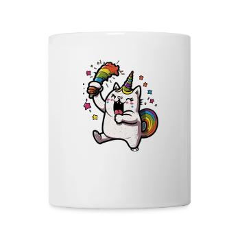 Chat licorne moelleux - Mug blanc - blanc - Devant