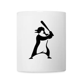 Pingouin Joueur De Baseball Silhouette Minimaliste - Mug blanc - blanc - Devant