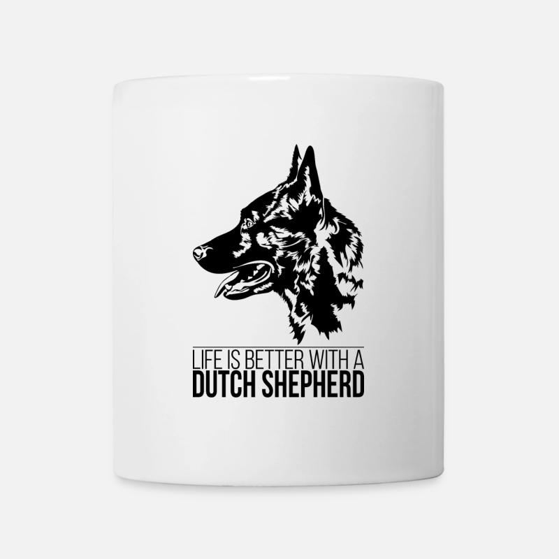 DUTCH SHEPHERD life is better canin wilsigns - Mug blanc - blanc