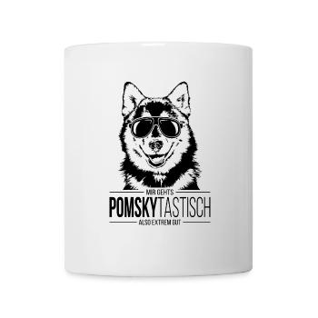 POMSKYTASTISCH Pomsky Hunde Spruch Hund Wilsigns - Tasse - Weiß - Vorne