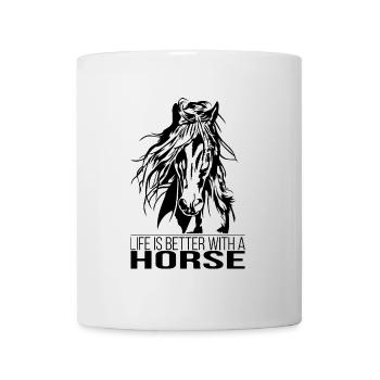 CHEVAL La vie est meilleure Cheval Cheval Dicton Wilsigns - Mug blanc - blanc - Devant