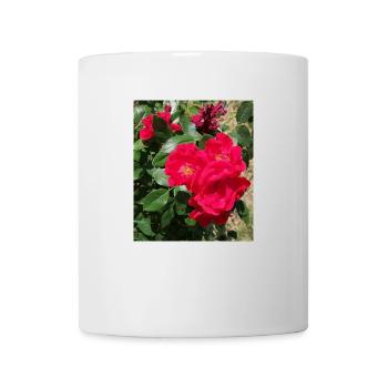 roses rouge avec ses feuilles - Mug blanc - blanc - Devant