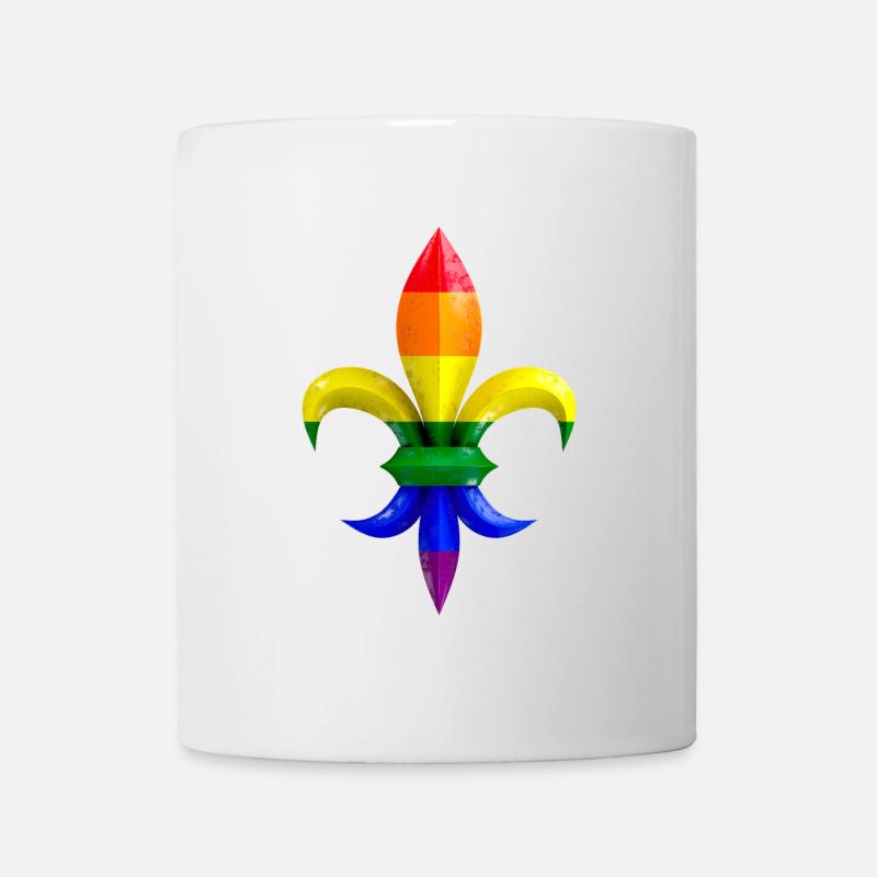 Fleur de Lys / Fleur de Lis Marmor mit Regenbogen - Tasse - Weiß