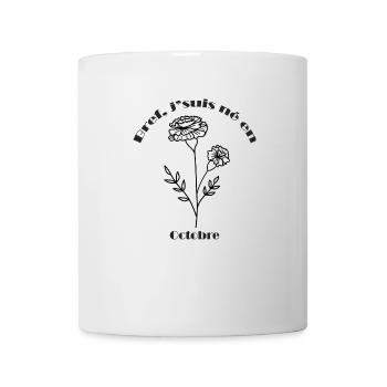 Cadeau d'Anniversaire - Fleur de Naissance Octobre - Mug blanc - blanc - Devant