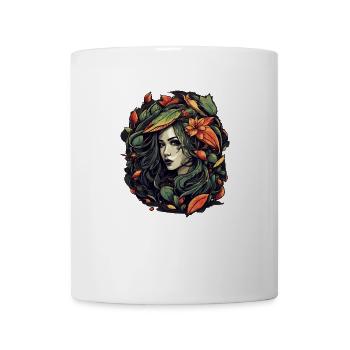 Beautiful woman with flowers - Mug - white - Front