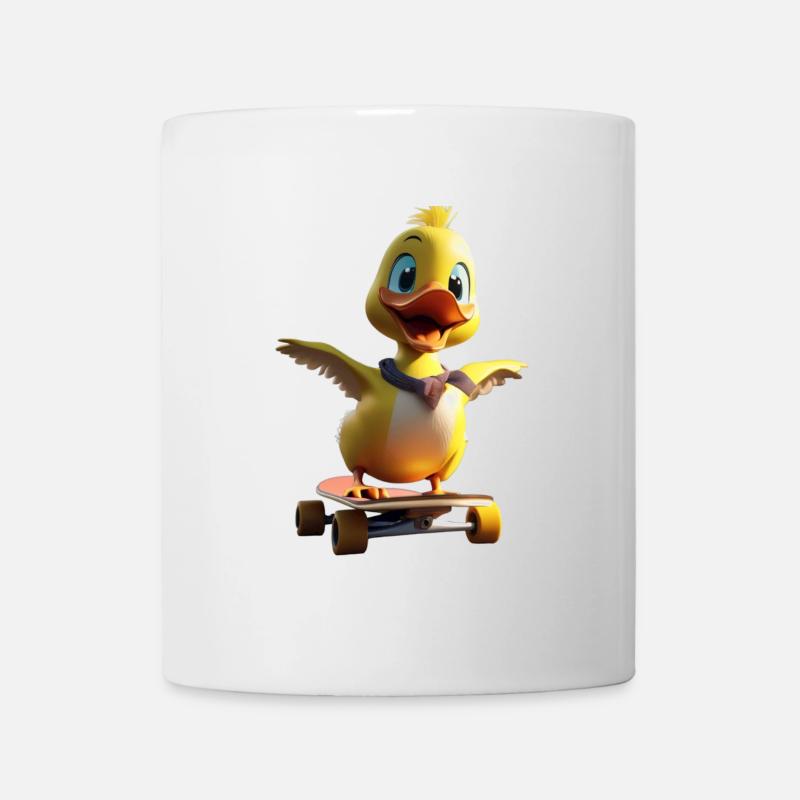 Portrait de canard en skateboard - Mug blanc - blanc