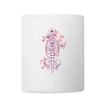Torse squelette humain avec des fleurs en rose violet - Mug blanc - blanc - Devant