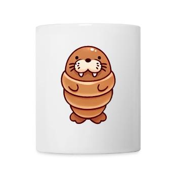 Croissant Walrus Cute Animal Design - Mug - white - Front
